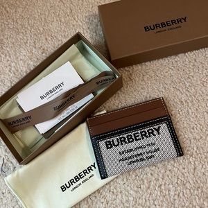 GENUINE BURBERRY ….  Horseferry print cotton canvas and leather card case.